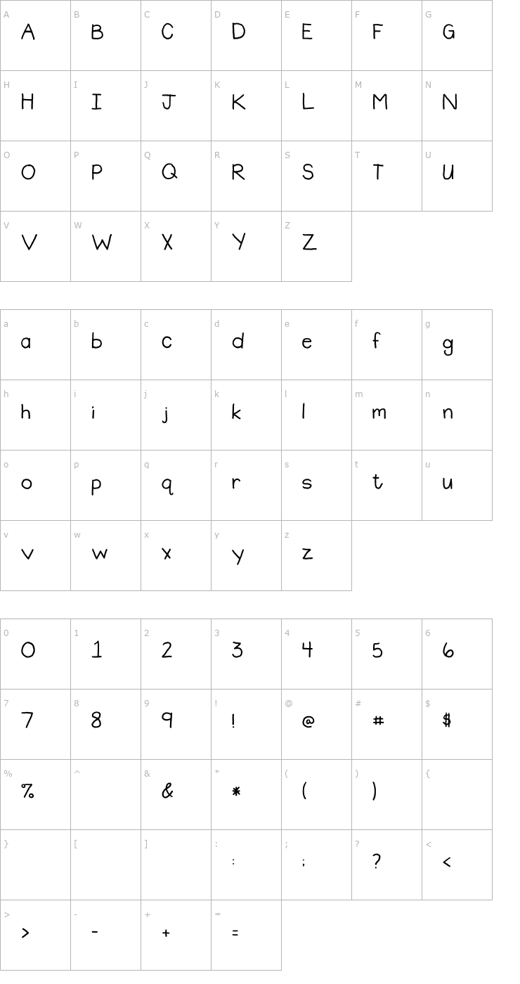 Character Map 2Peas Plain Jane Font