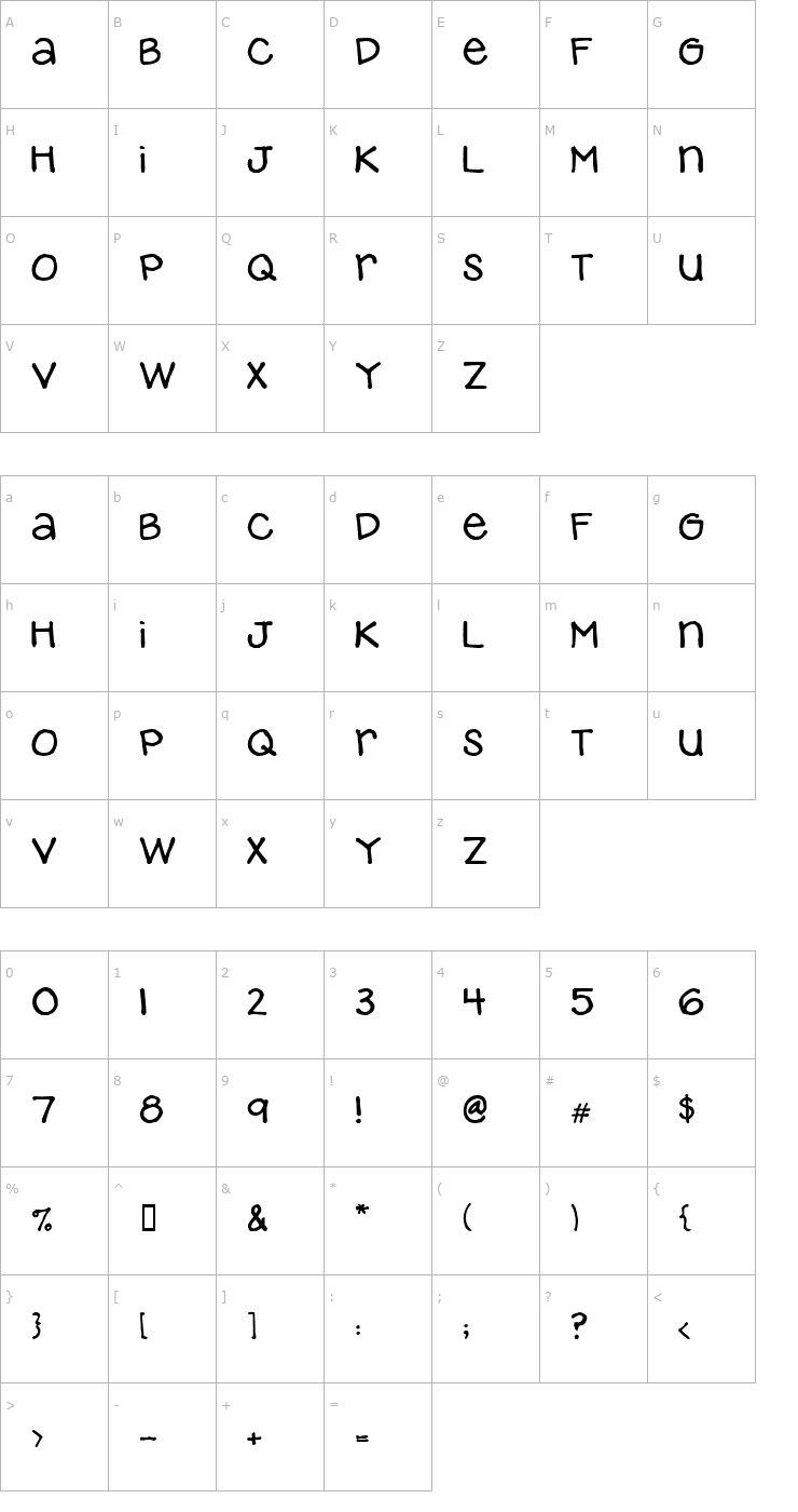 Character Map 2Peas Playground Font
