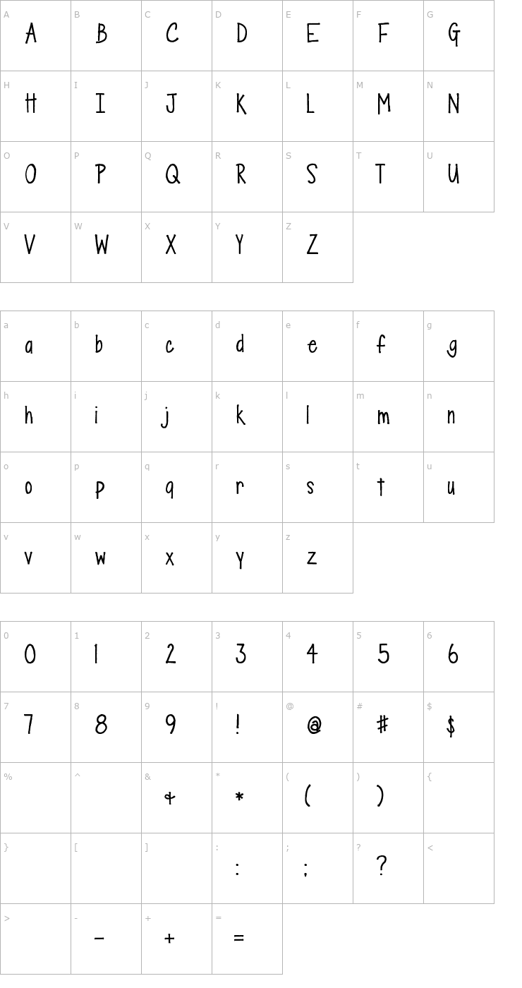 Character Map 2Peas Pure Imagination Font