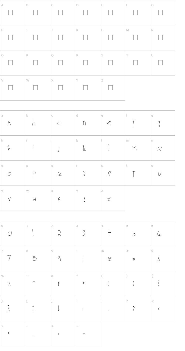 Character Map 2Peas Rainy Day Font