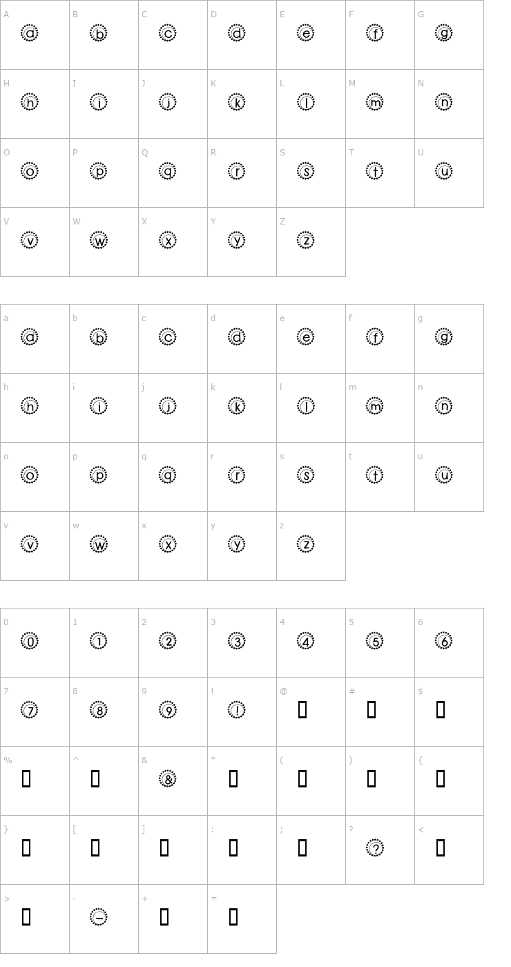 Character Map 2Peas Ring Ding Font