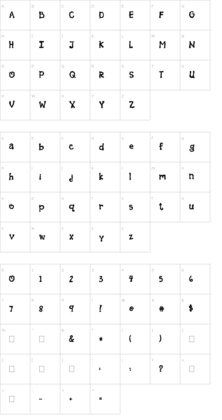 Character Map 2Peas Rocky Road Font