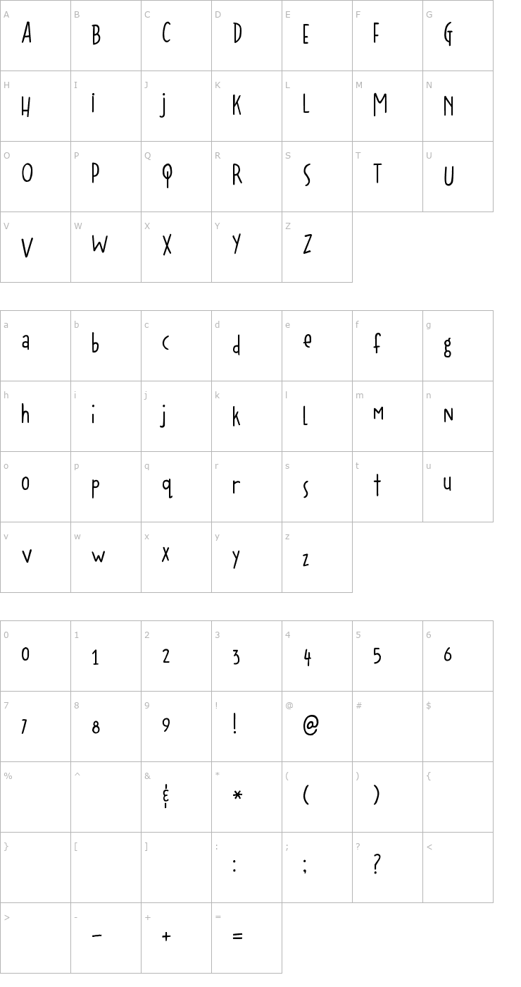 Character Map 2Peas Roxie Font