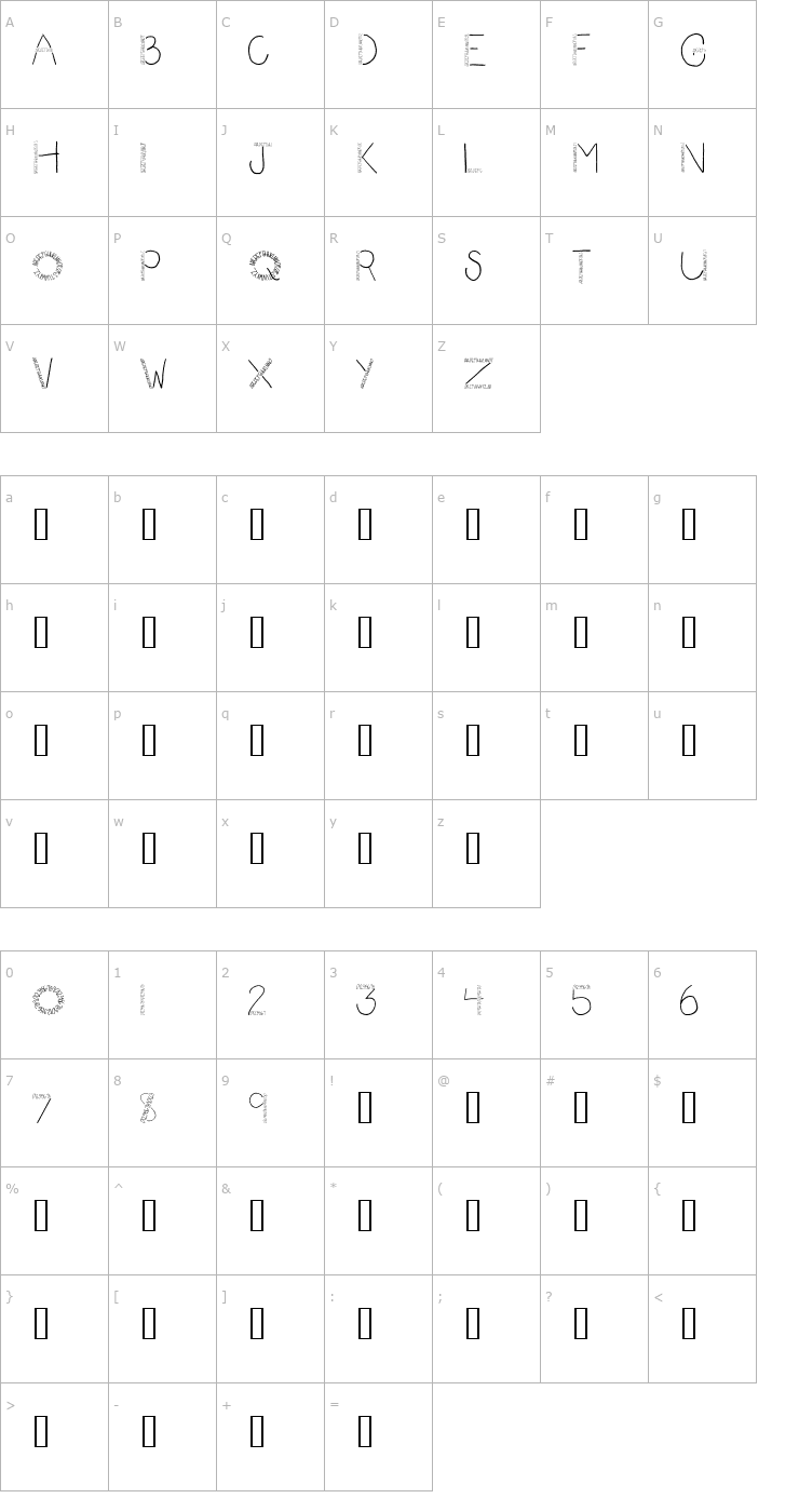 Character Map 2Peas School Days Font