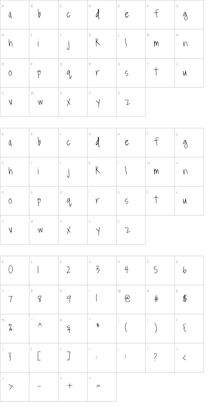 Character Map 2peas scrapbook Font
