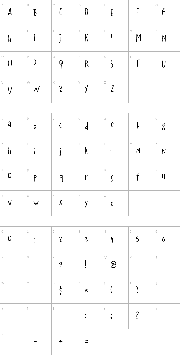 Character Map 2Peas Shenanigans Font