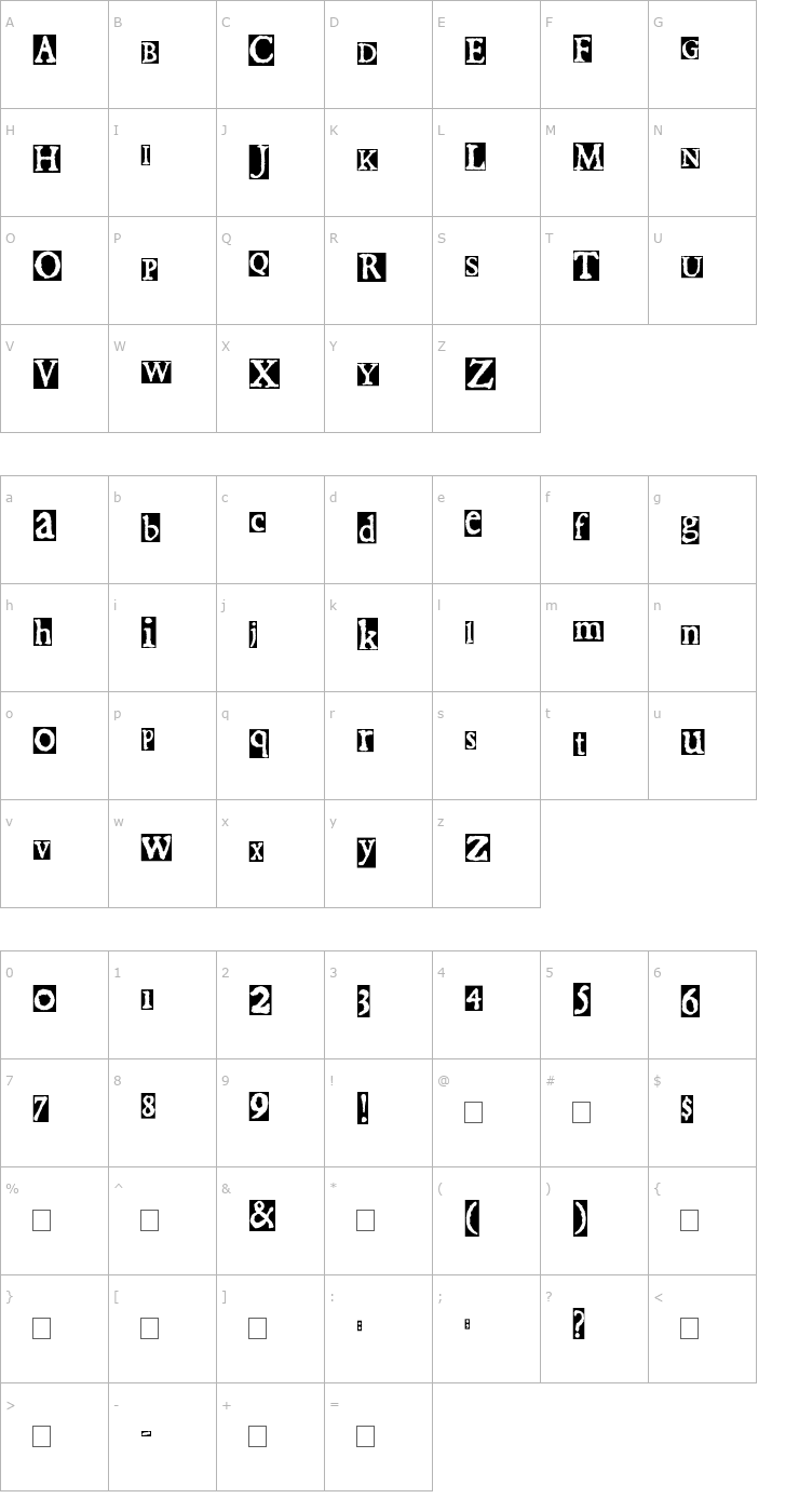 Character Map 2Peas Short Blonde Hair Font