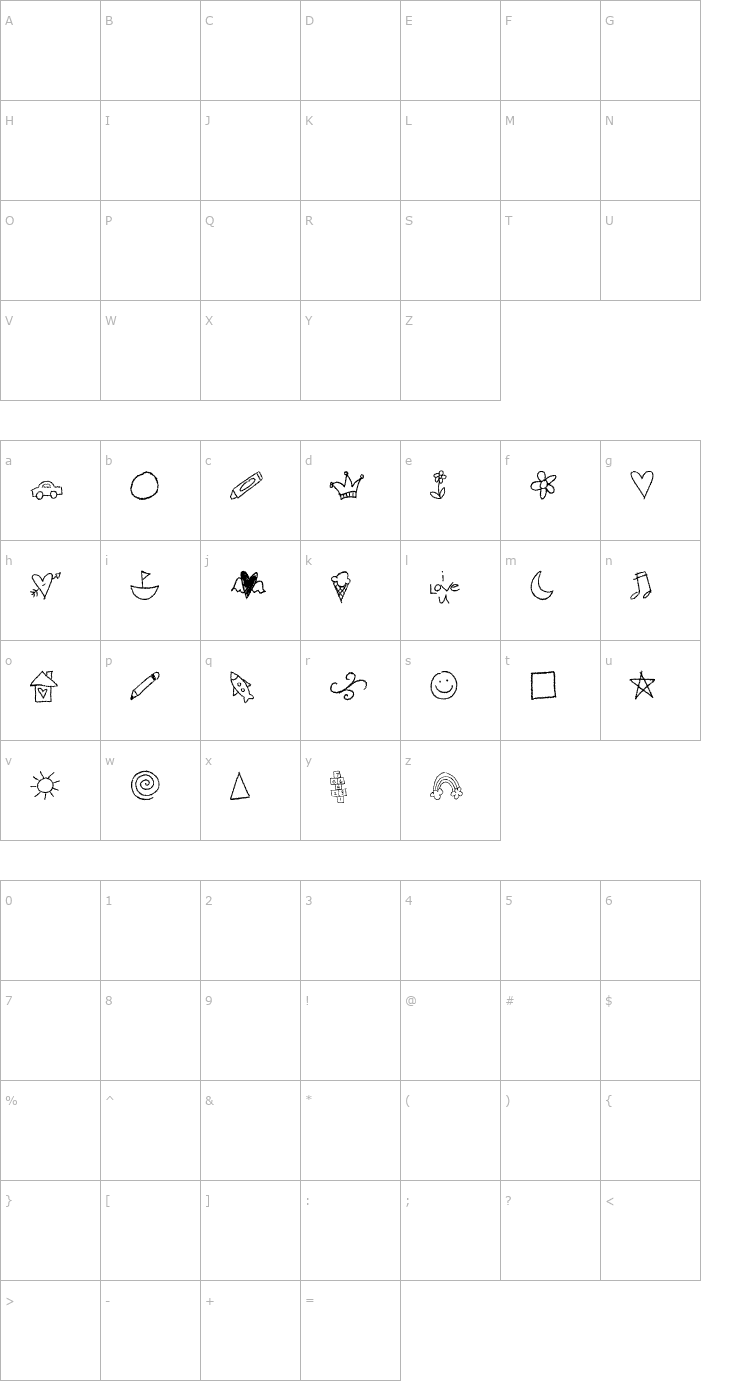 Character Map 2Peas Sidewalk Art Font