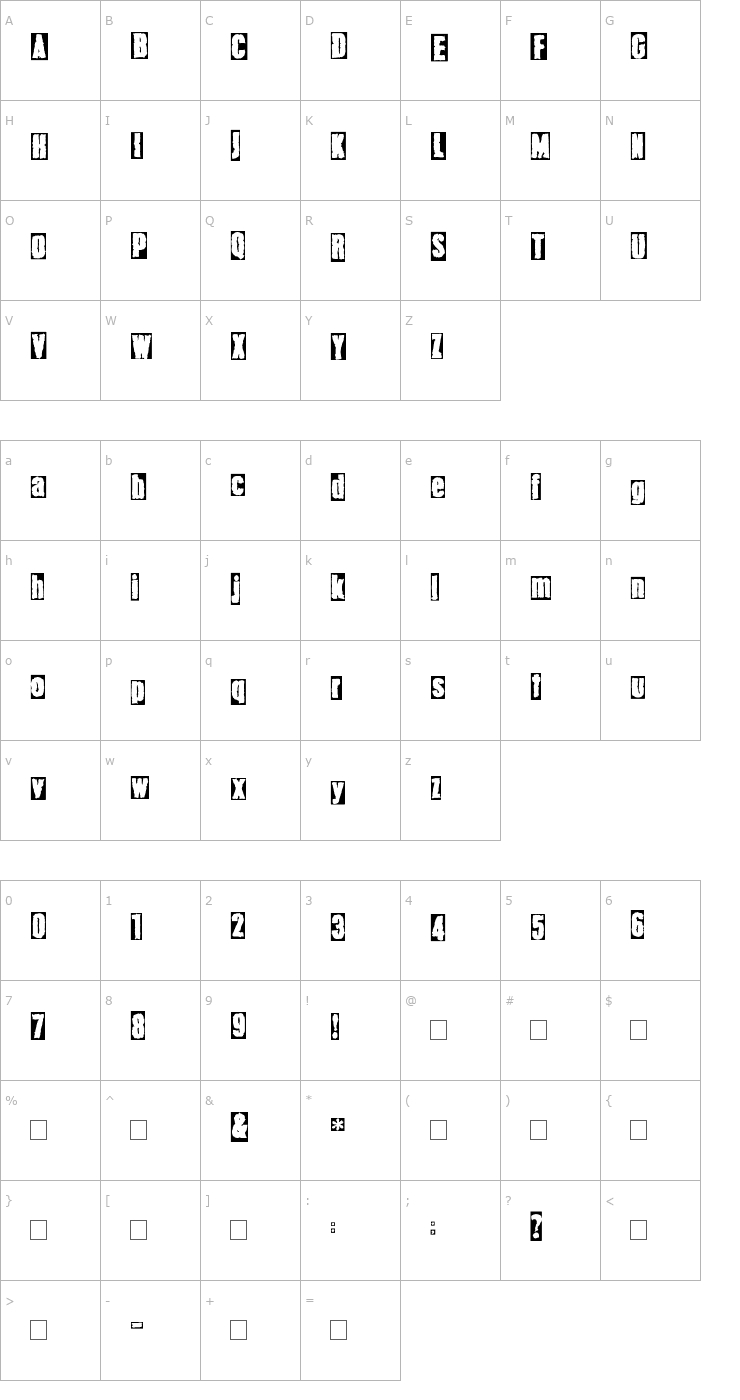 Character Map 2Peas Slide Font