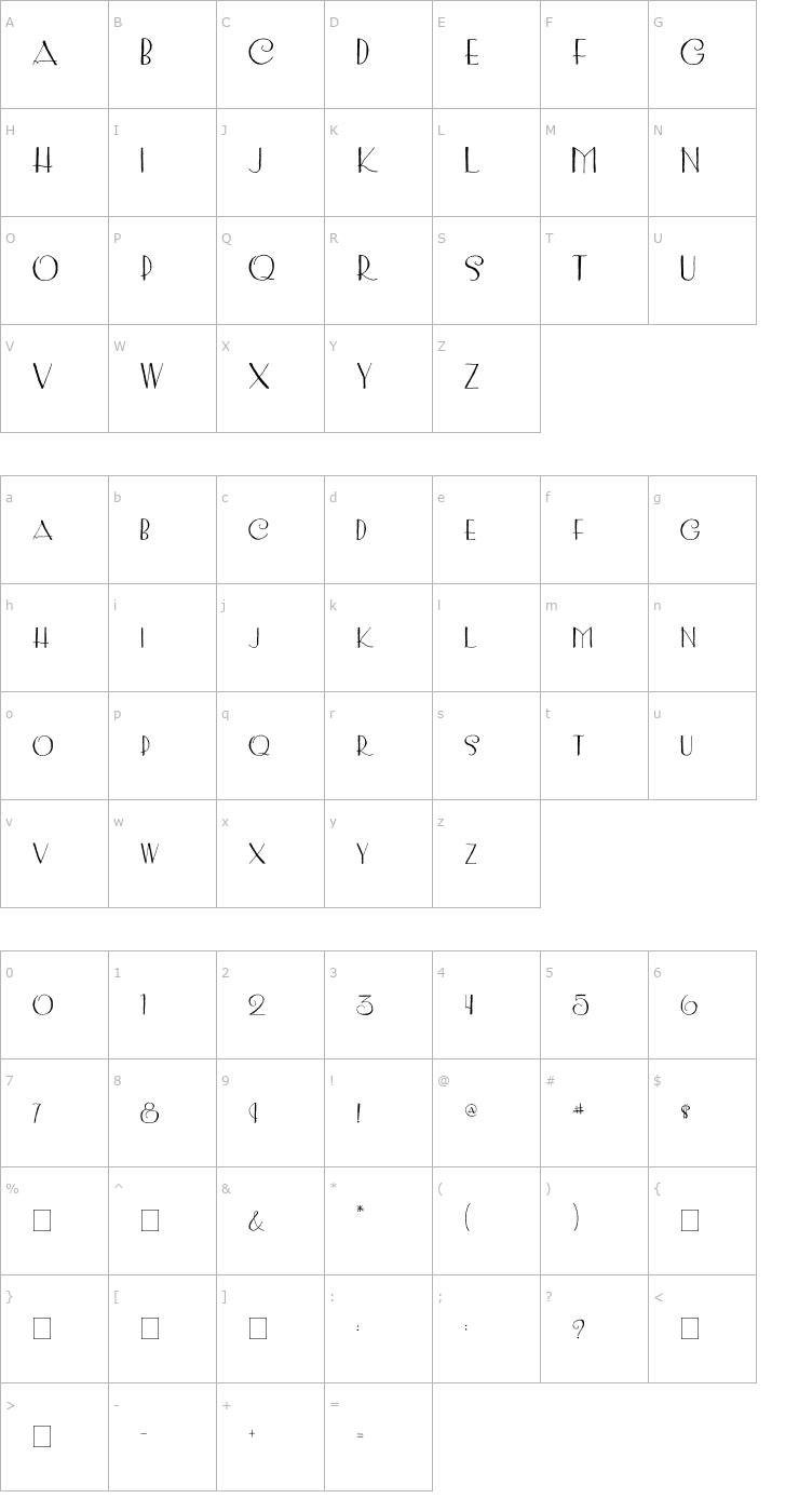 Character Map 2Peas Sophisticated Font