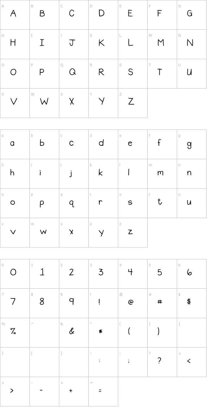 Character Map 2Peas Spacey Jane Font