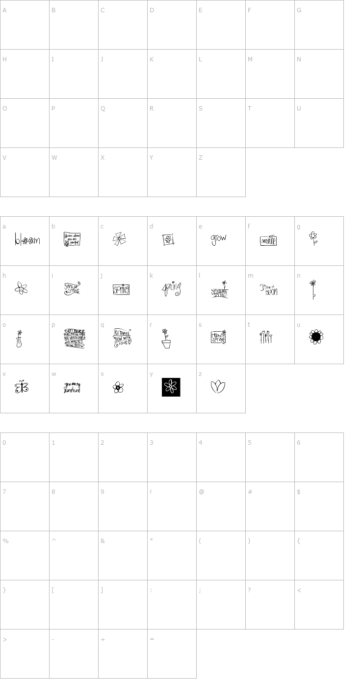 Character Map 2peas spring Font
