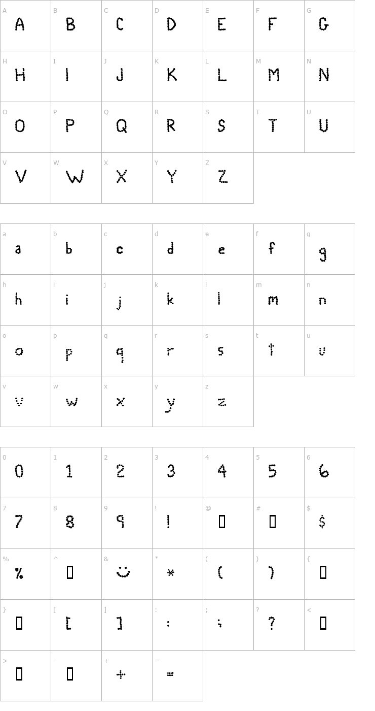 Character Map 2Peas Stamped Out Font