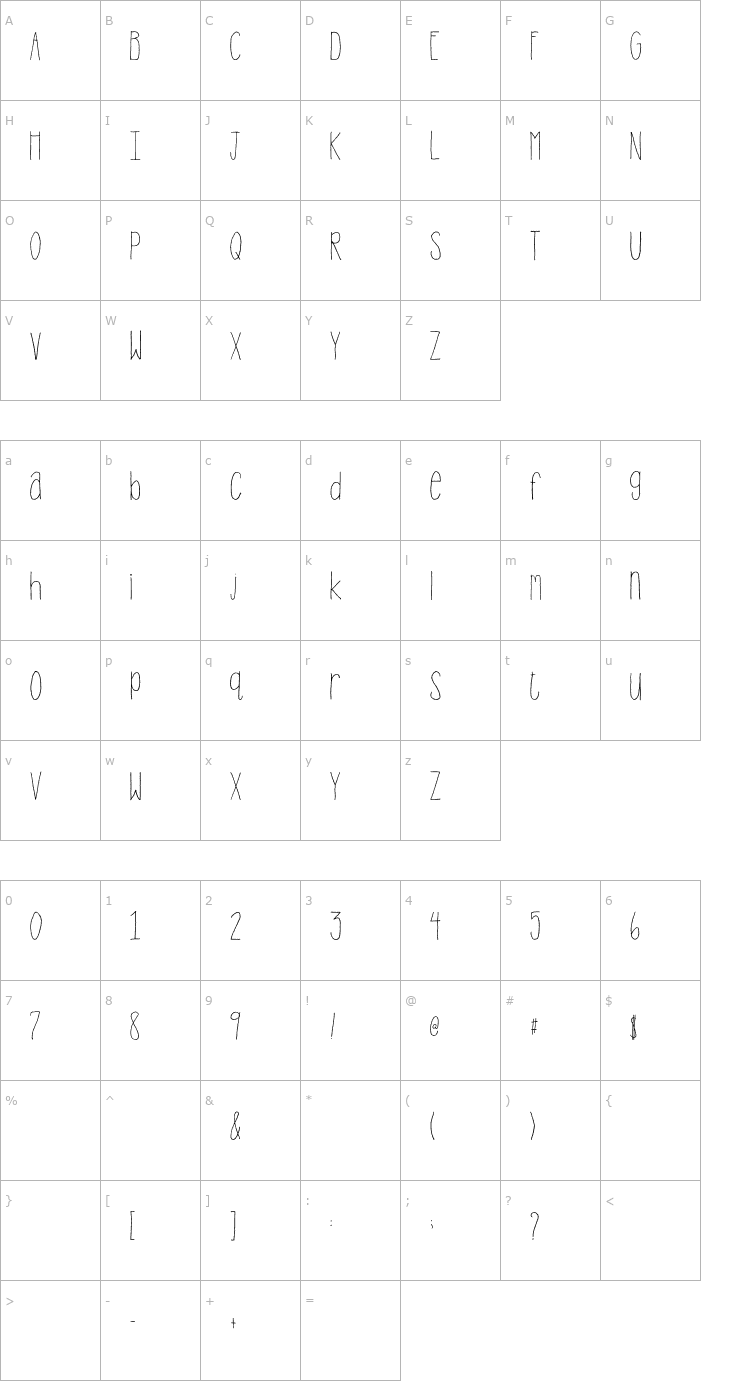 Character Map 2Peas Stand Tall Font