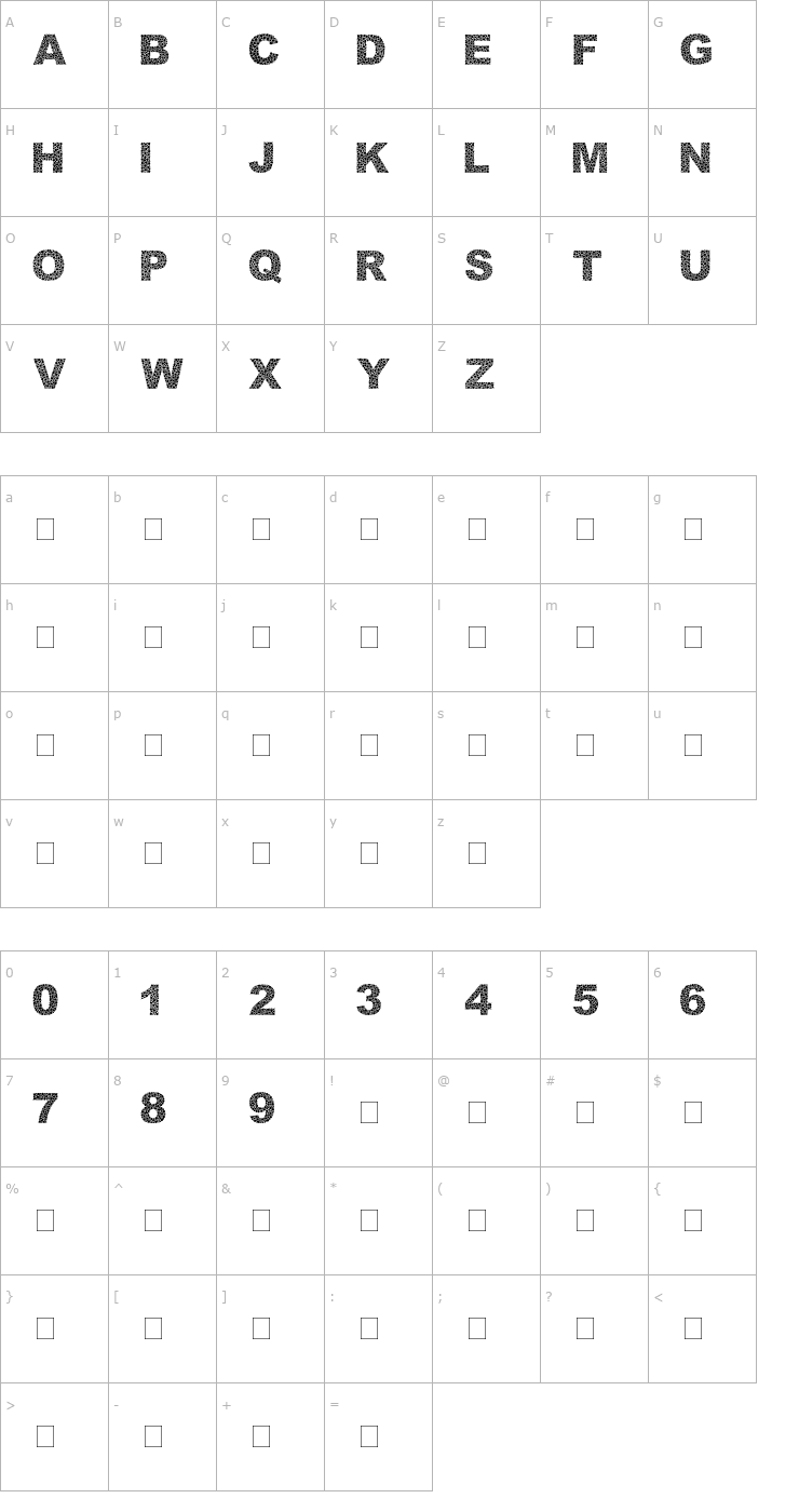 Character Map 2Peas Swiss Cheese Font
