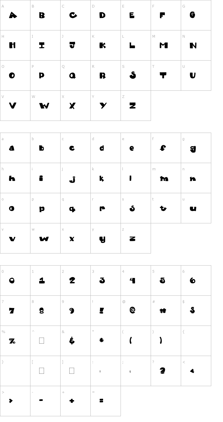 Character Map 2Peas Talk Show Font