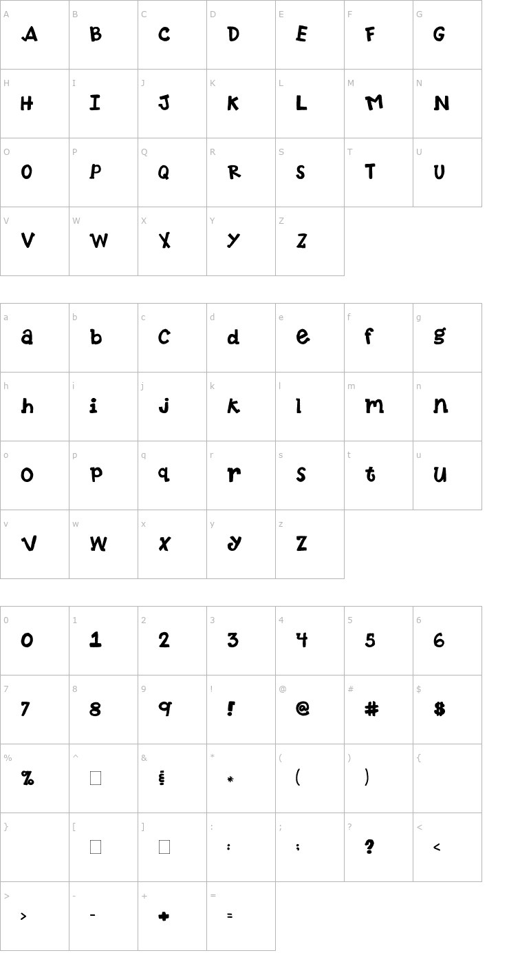 Character Map 2Peas Tennis Shoes Font