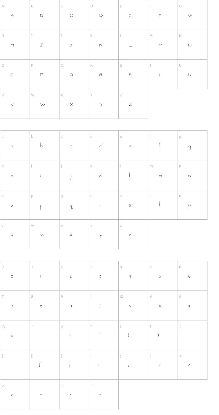 Character Map 2Peas Think Small Font