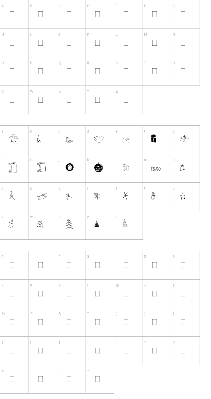 Character Map 2Peas Tis the Season Font