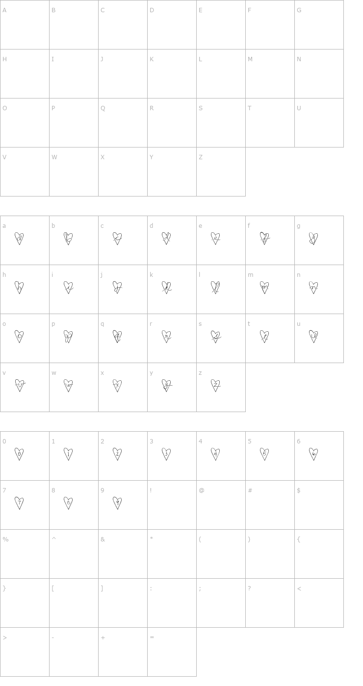 Character Map 2Peas True Love Font