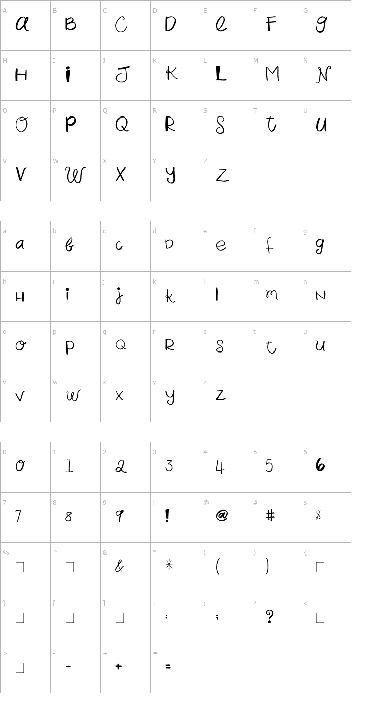 Character Map 2Peas Wonderful Font