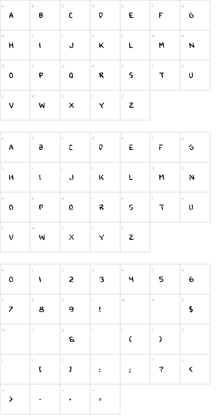Character Map 2Toon Font