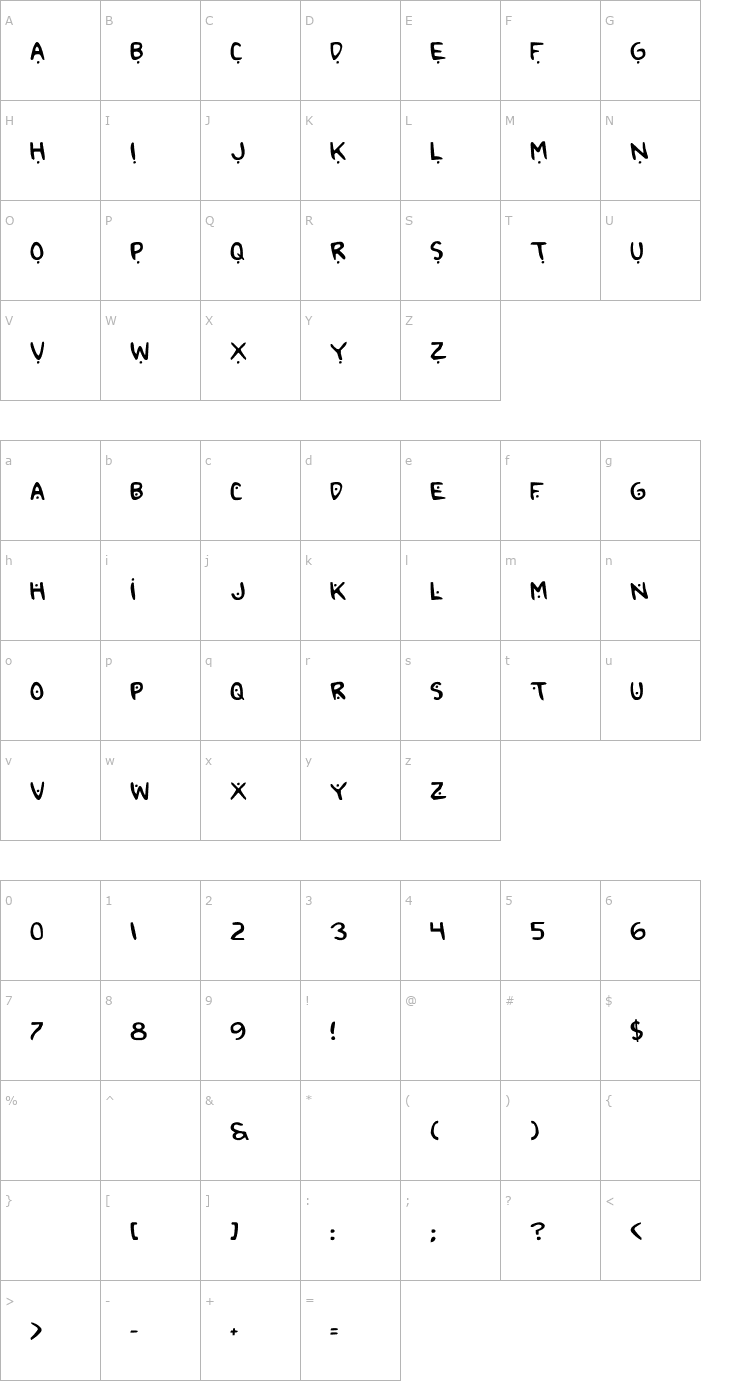 Character Map 2Toon2 Font