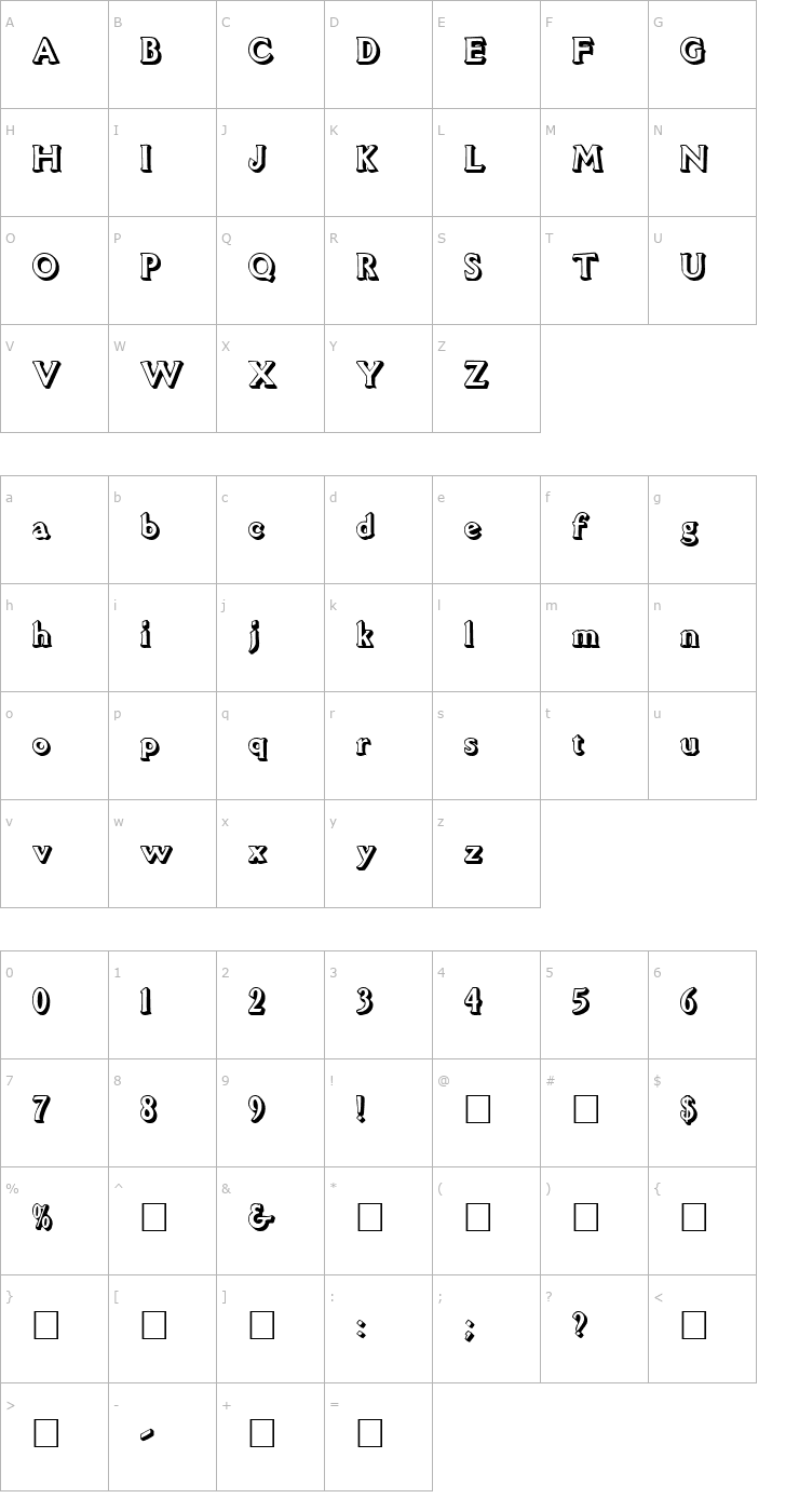 Character Map 3-DAvion Font