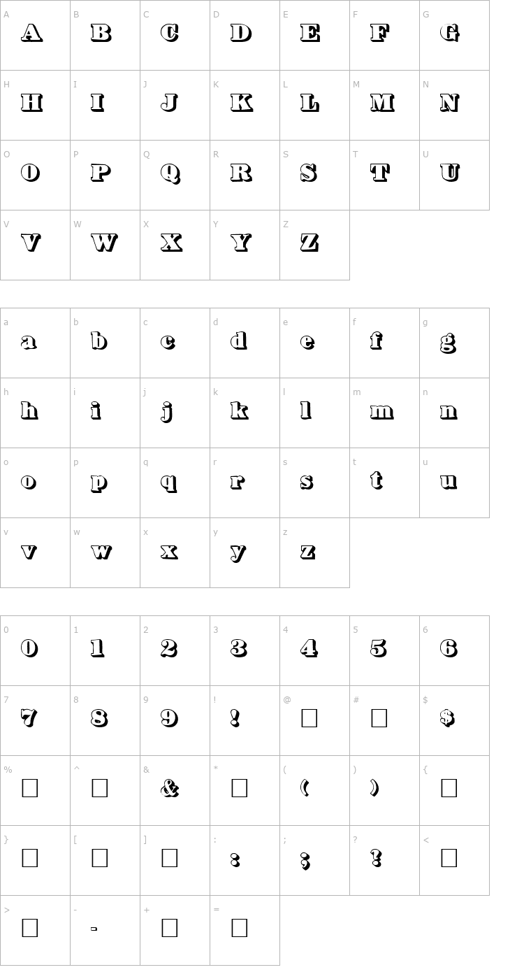 Character Map 3-DBowersShadow Font