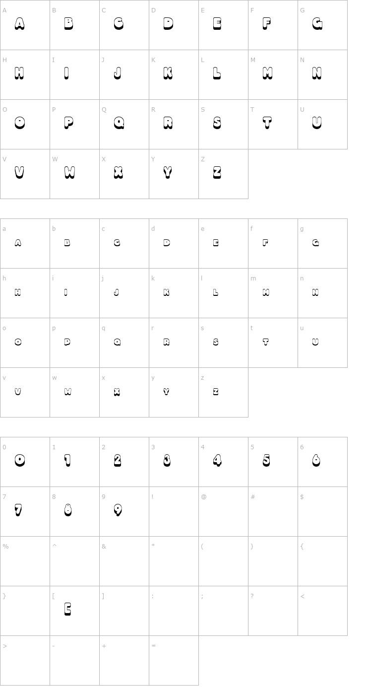Character Map 3-DHotDog Font