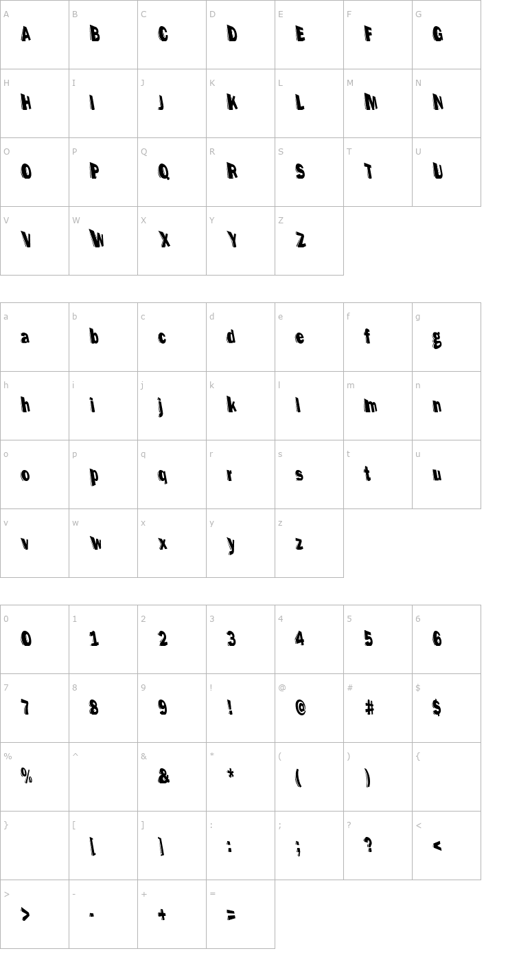 Character Map 3-DPerspection-HeavyA Font