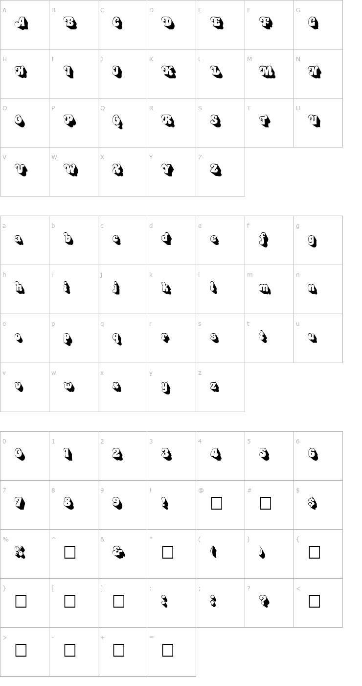 Character Map 3-DSwinger Font