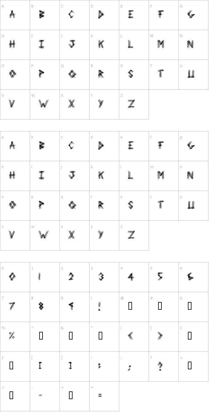 Character Map 3 Prong Tree Font