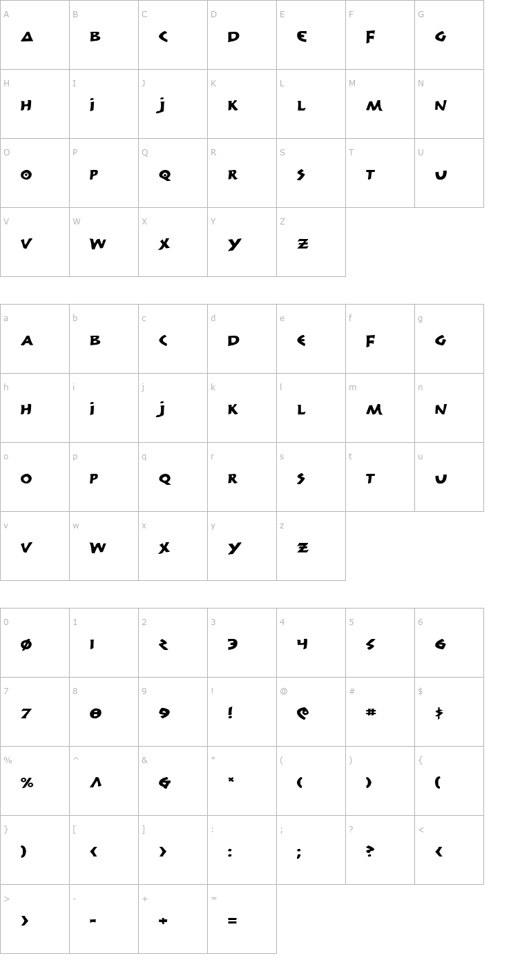 Character Map 300 Trojans Expanded Font