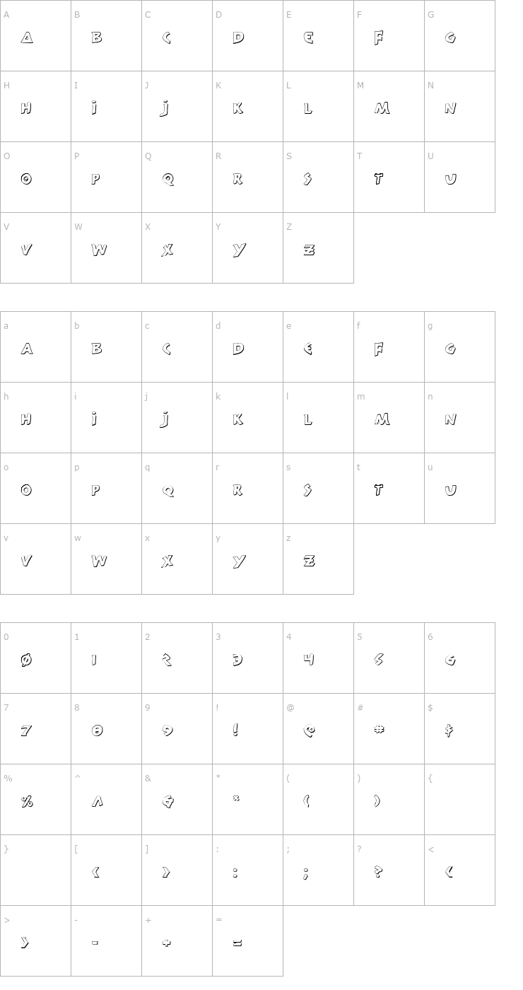 Character Map 300 Trojans Shadow Font