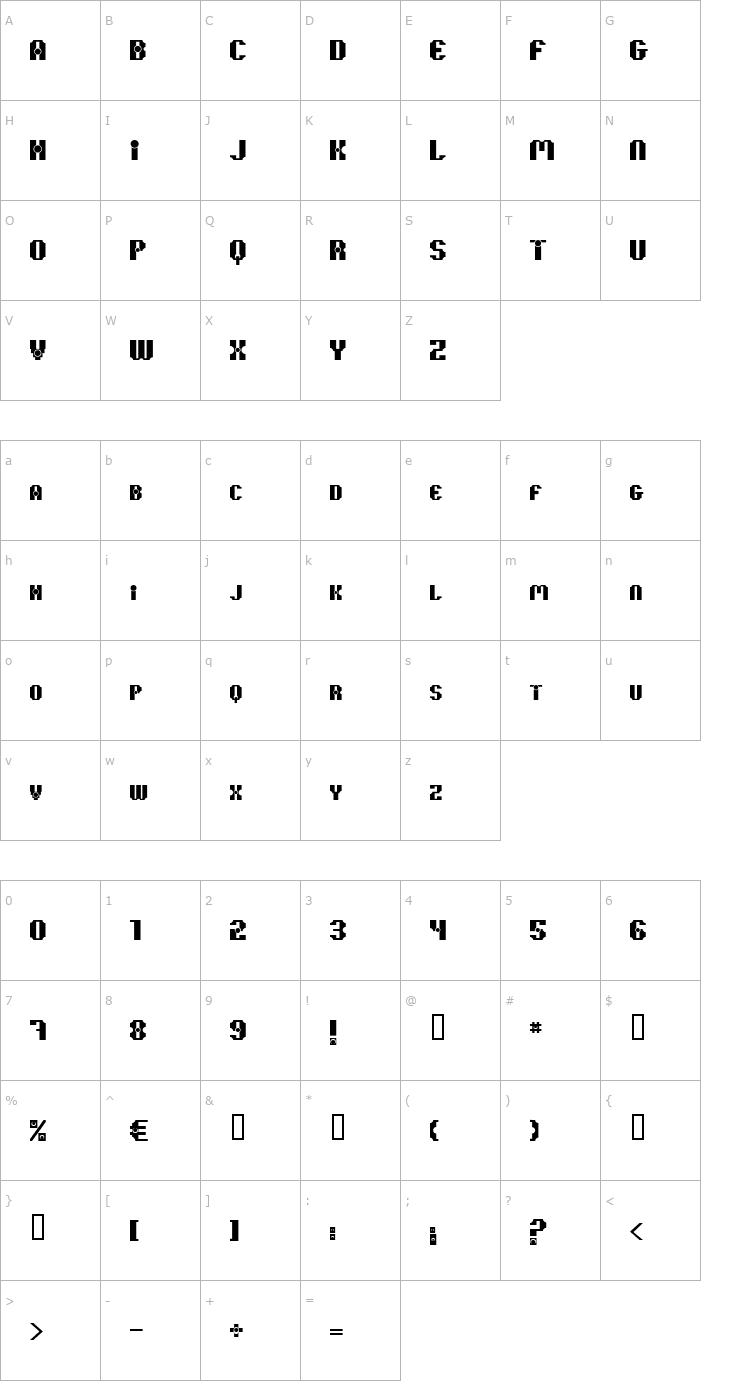 Character Map 37 Kilobyte Font