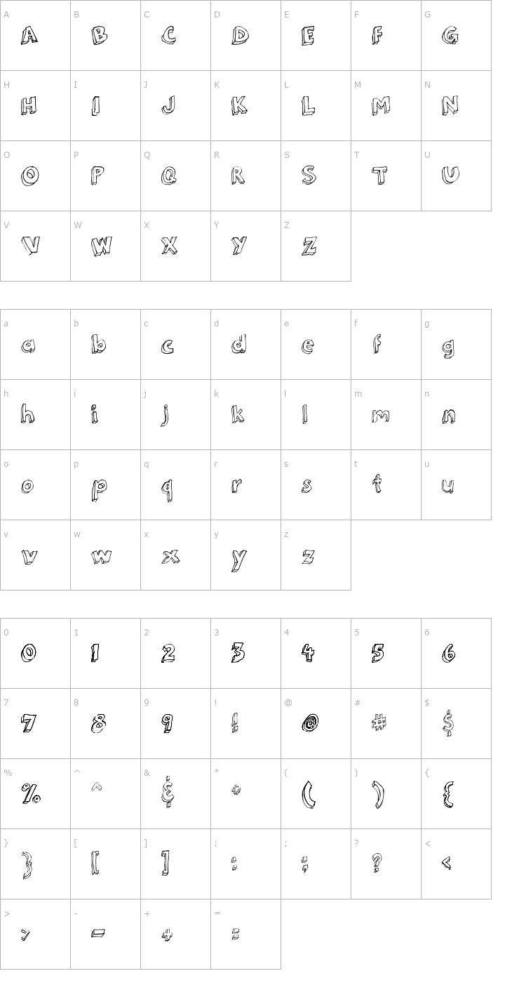 Character Map 3dumb Font