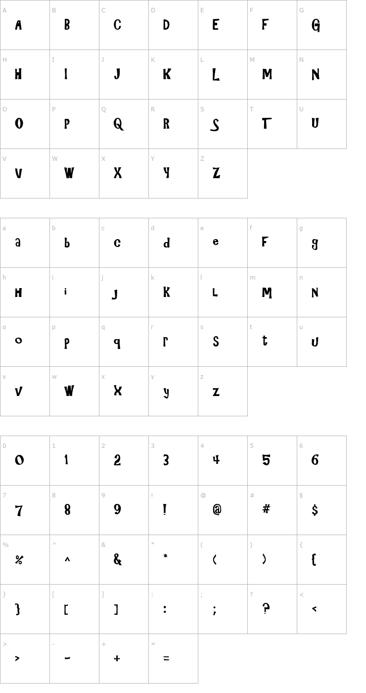 Character Map 3HourTour Bold Font