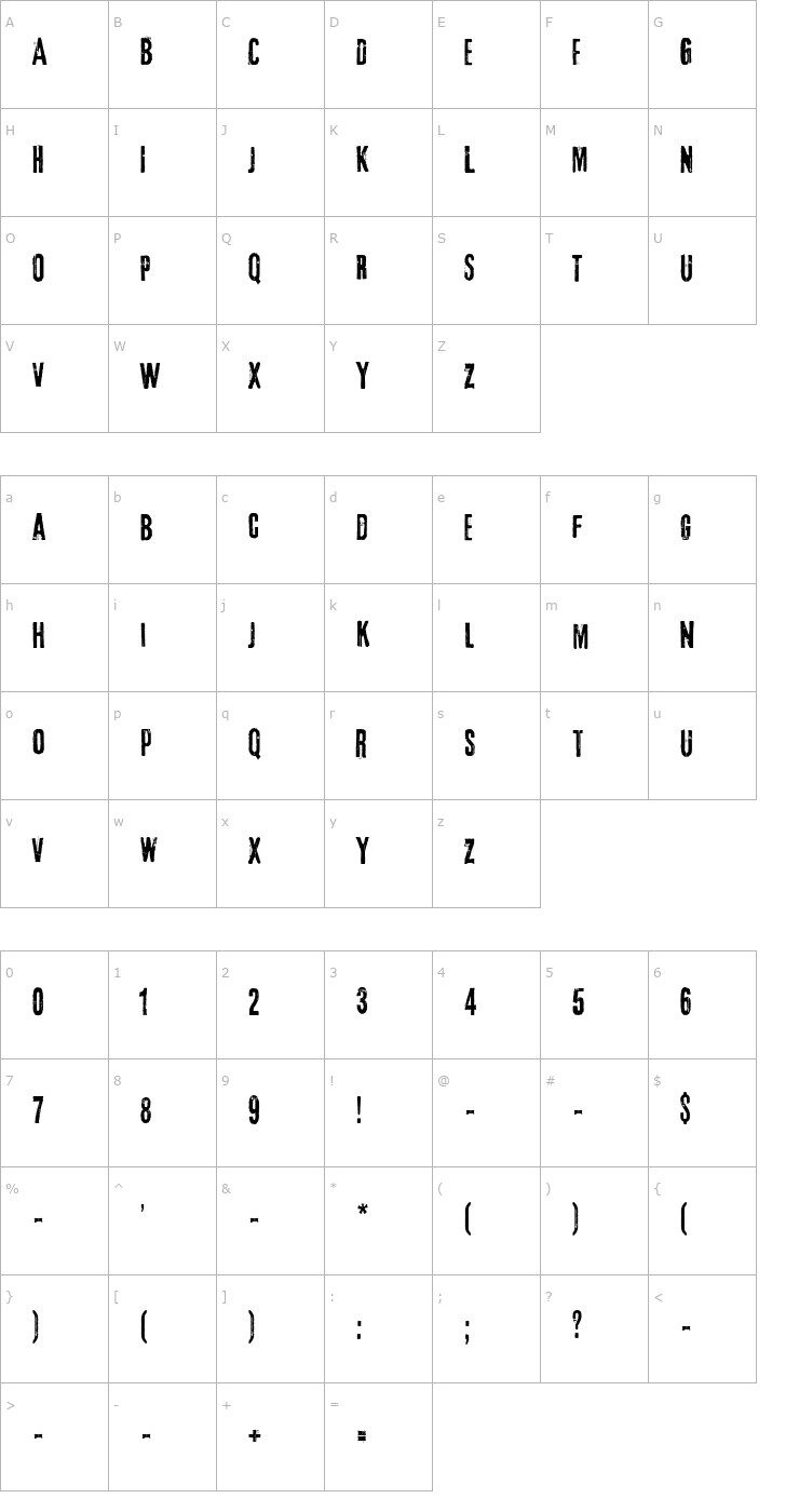 Character Map 3rd Man Font