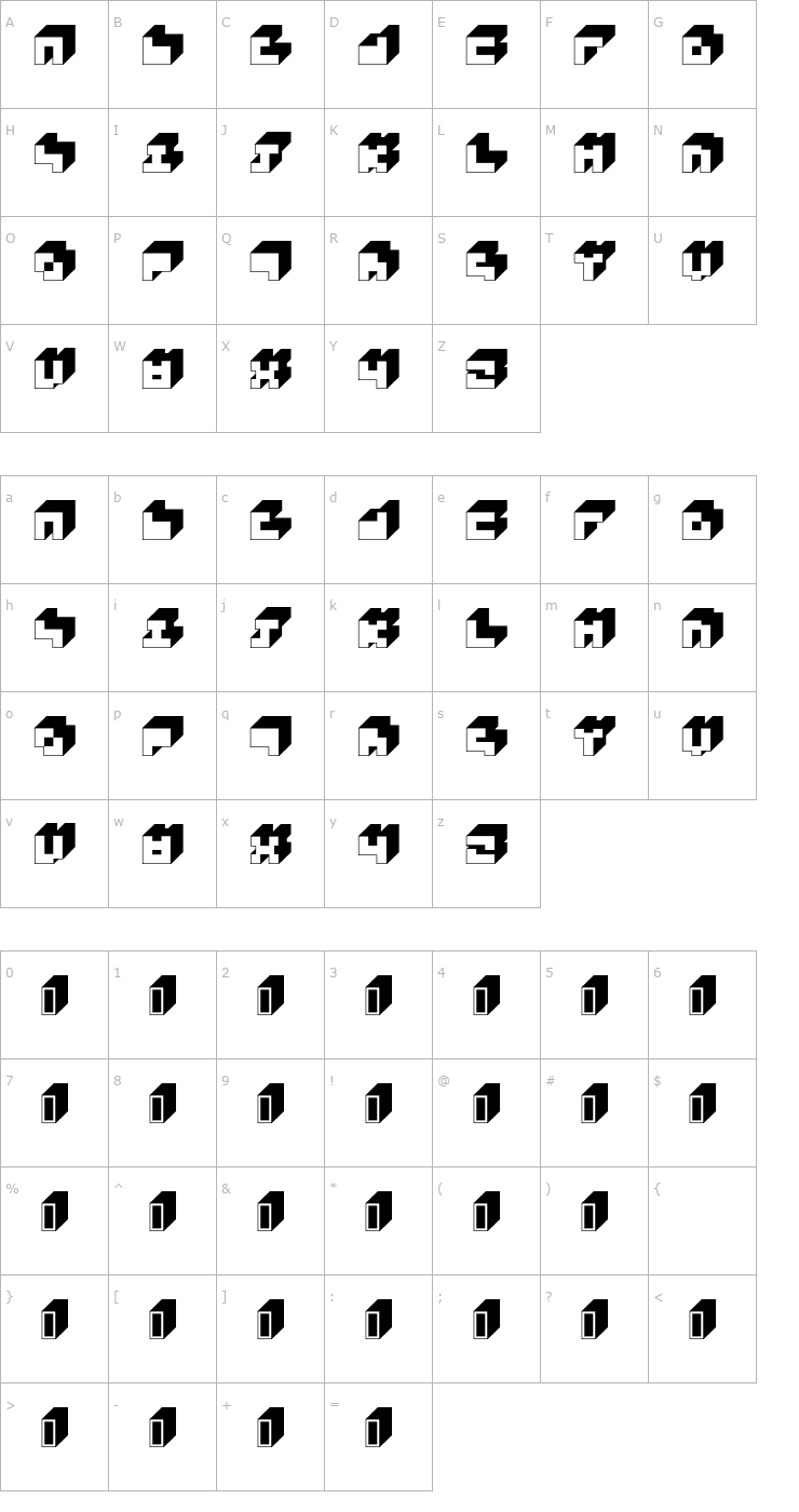 Character Map 3x3 block Font