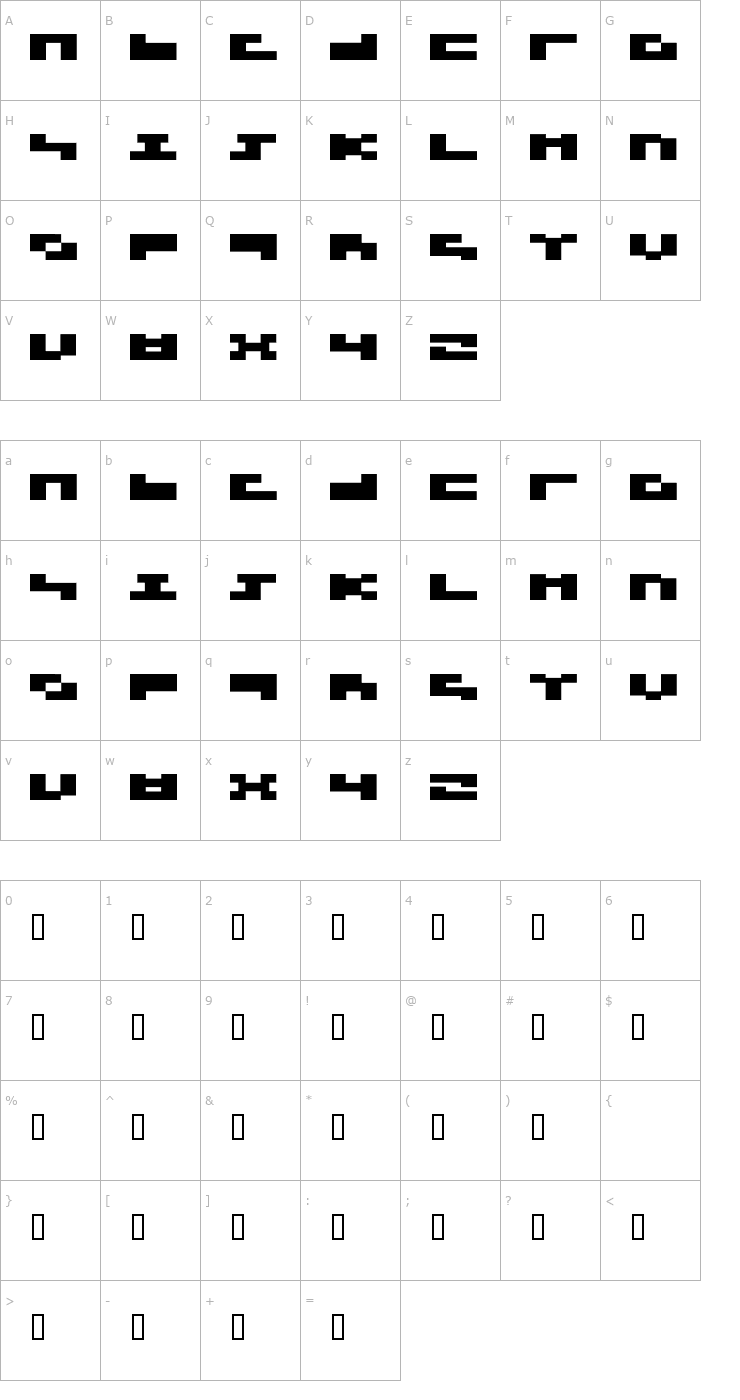Character Map 3x3 flat Font