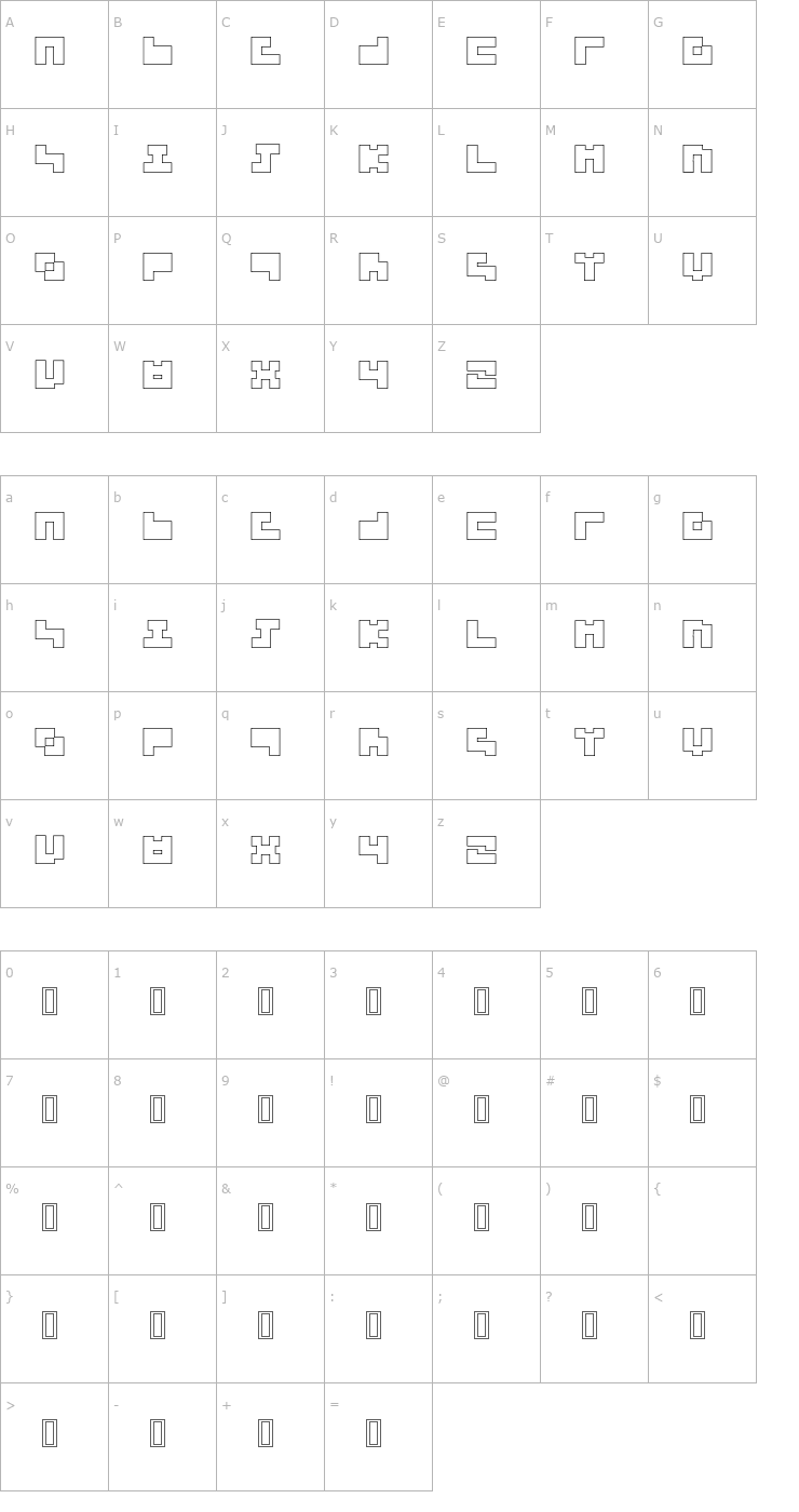 Character Map 3x3 outline Font