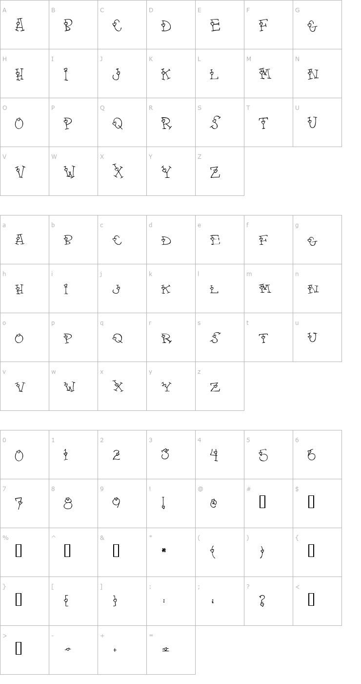 Character Map 4 my lover Font