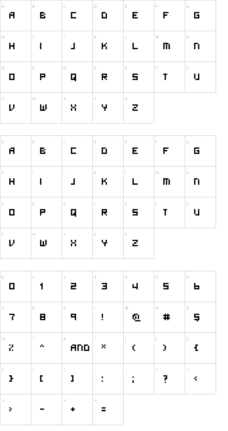 Character Map 404px Font