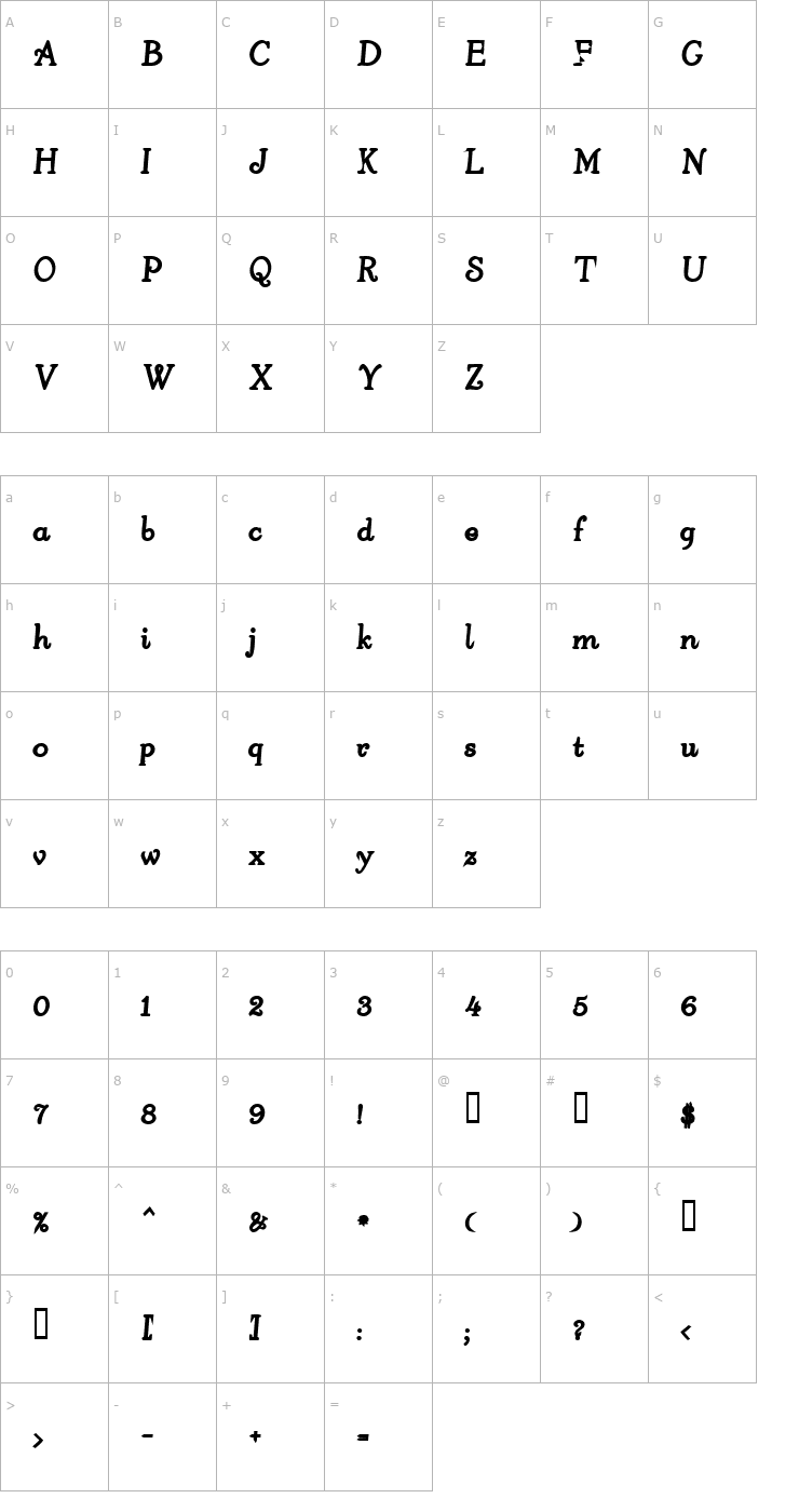 Character Map 4ArmJoltScriptExtraBold Font