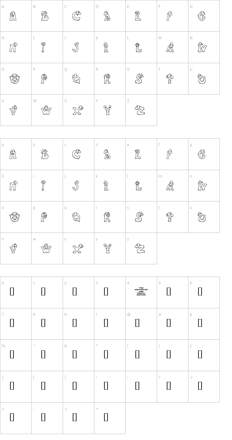 Character Map 4YEOmonstrum Font