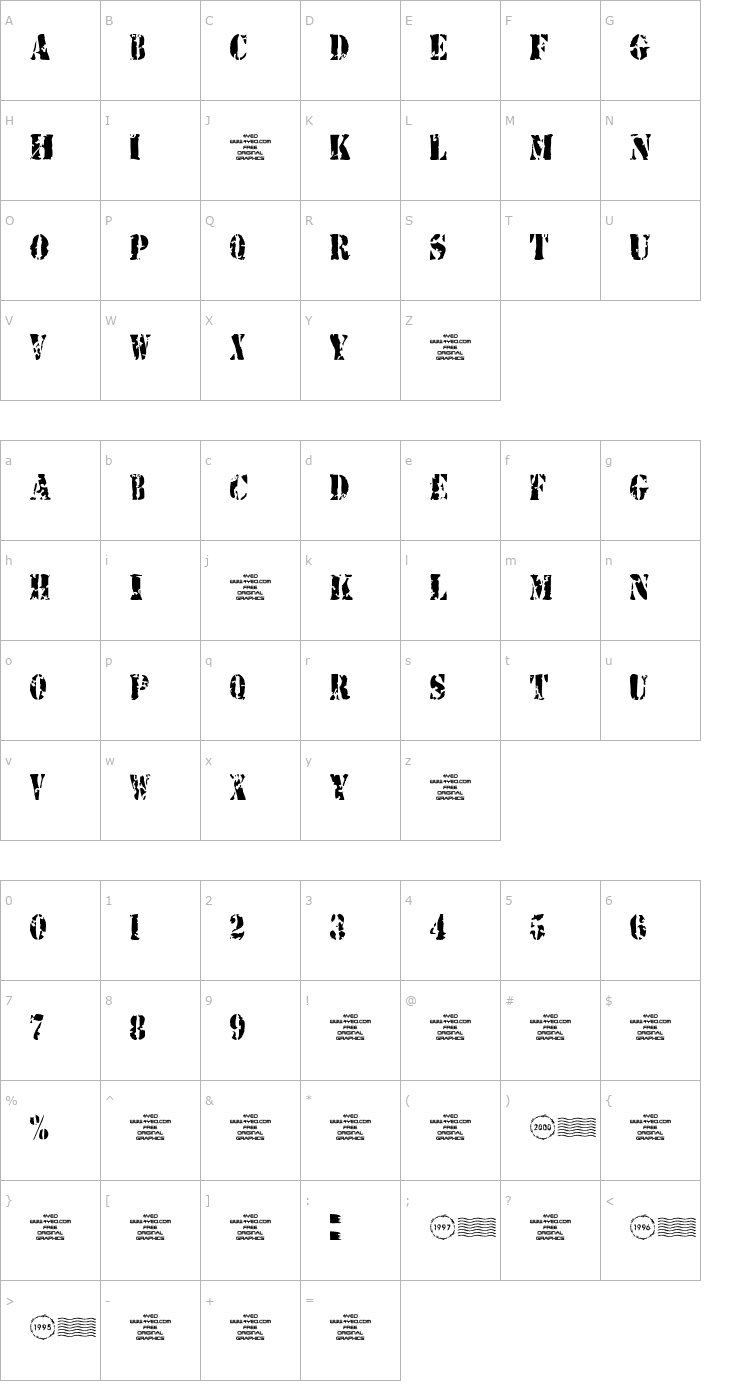 Character Map 4YEOstamp Font