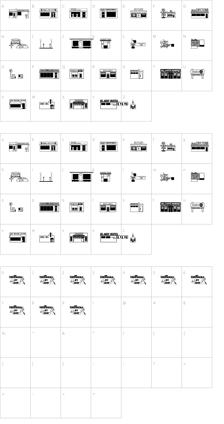 Character Map 50's Yesterdings JL Font