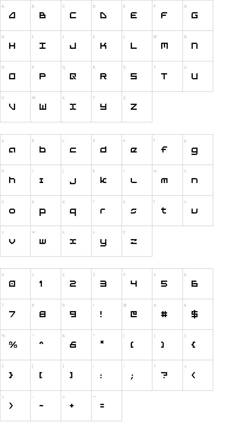 Character Map 5th Agent Font