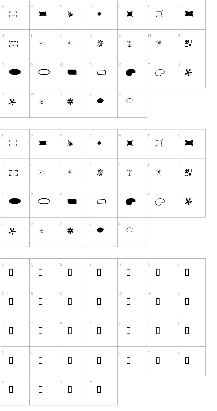 Character Map 60s Chic Font